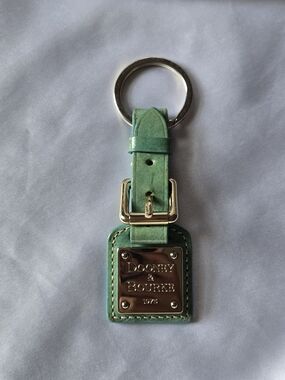 Dooney & Bourke Mint Green Leather Bag Tag/Key Fob with Gold-Tone Plate